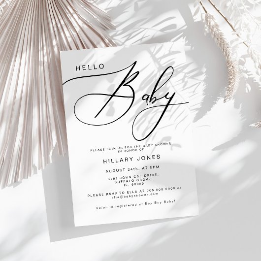 Moderne kalligrafie Baby shower Hallo baby Kaart