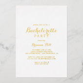 Moderne kalligrafie Bachelorette Party Gold Folie Uitnodiging (Voorkant)