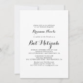 Moderne kalligrafie Bat Mitzvah Kaart (Voorkant)