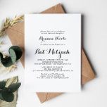 Moderne kalligrafie Bat Mitzvah Kaart<br><div class="desc">Deze moderne kalligrafie vleermuis mitswa uitnodiging is perfect voor een rustieke vleermuis mitswa. Het eenvoudige en elegante ontwerp heeft klassieke en fancy scripttypografie in zwart-wit.</div>