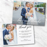 Moderne kalligrafie Bedankt 2 Foto<br><div class="desc">Moderne Calligrafie Wedding Love and Bedankt Bride and Groom 2 Photo Hartelijk dank - Wit script</div>