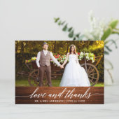 Moderne kalligrafie Bedankt Hout Weddenschap (Staand voorkant)