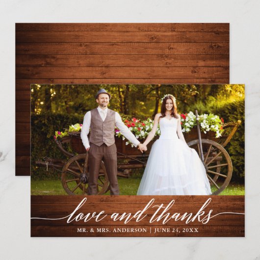 Moderne kalligrafie Bedankt Hout Weddenschap (Voorkant / Achterkant)