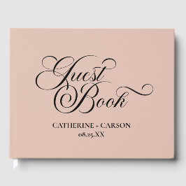 Moderne kalligrafie Beige bruiloft Gastenboek