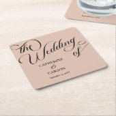 Moderne kalligrafie Beige bruiloft Kartonnen Onderzetters (Schuin)