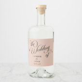 Moderne kalligrafie Beige bruiloft Likeurfles Etiket (Voorkant)