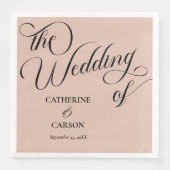 Moderne kalligrafie Beige bruiloft Servet (Voorkant)