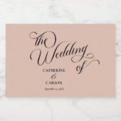 Moderne kalligrafie Beige bruiloft Sparkling Wijnetiket (Enkel label)