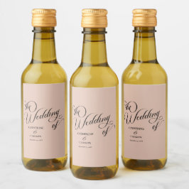 Moderne kalligrafie Beige bruiloft Wijn Etiket