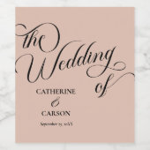 Moderne kalligrafie Beige Bruiloft  Wijn Etiket (Enkel label)