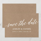 Moderne kalligrafie bespaart de Date Kraft Kaart (Voorkant / Achterkant)