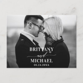 Moderne kalligrafie bespaart de datum zwart-wit briefkaart