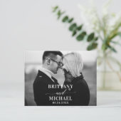 Moderne kalligrafie bespaart de datum zwart-wit briefkaart (Staand voorkant)