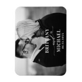 Moderne kalligrafie bespaart de datum zwart-wit magneet (Verticaal)