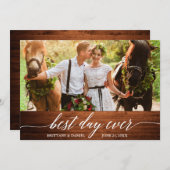 Moderne kalligrafie Beste dag Oog Hout Weddenschap Bedankkaart (Voorkant / Achterkant)