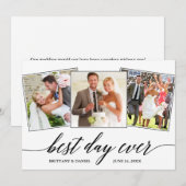 Moderne kalligrafie Beste dag ooit 3 Foto Bedankkaart (Voorkant / Achterkant)