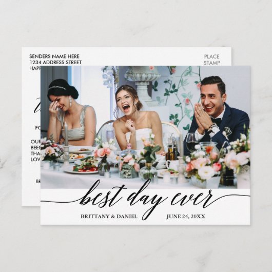 Moderne kalligrafie Beste dag ooit Trouw Trouw Dan Briefkaart (Voorkant / Achterkant)