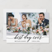 Moderne kalligrafie Beste dag van het huwelijk Bedankkaart (Voorkant)