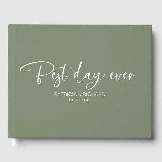 Moderne kalligrafie Beste dag van het huwelijk Gastenboek (Voorkant)