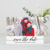 Moderne kalligrafie Bewaar de datum fotokaart Bedankkaart (Staand voorkant)