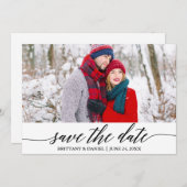 Moderne kalligrafie Bewaar de datum fotokaart Bedankkaart (Voorkant / Achterkant)