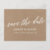 Moderne kalligrafie Bewaar de datum Kraft Briefkaart (Voorkant)