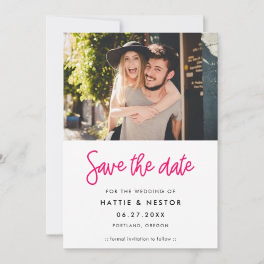Moderne kalligrafie Bewaar de datumfoto Save The Date (Voorkant)