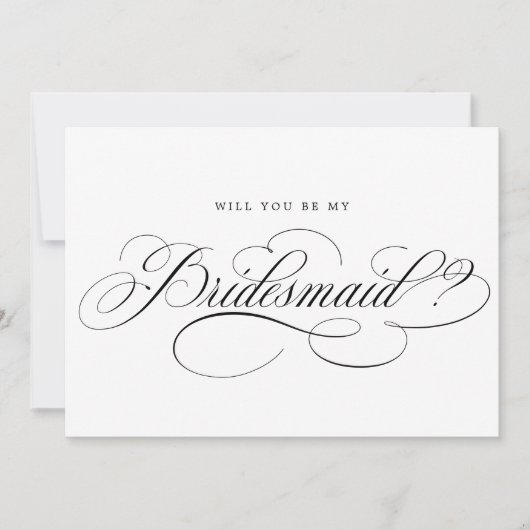 Moderne kalligrafie Black Will You Be My Bridesmai Kaart (Voorkant)