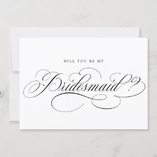 Moderne kalligrafie Black Will You Be My Bridesmai Kaart