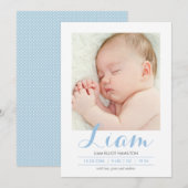 Moderne kalligrafie blauw | Aankondiging geboorte (Voorkant / Achterkant)
