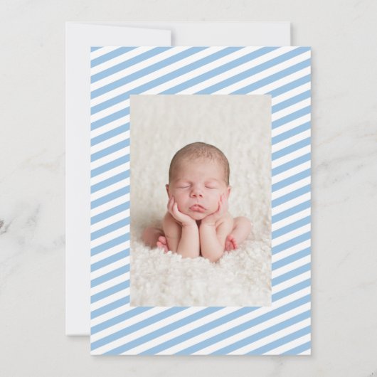 Moderne kalligrafie blauw | Aankondiging geboorte (Achterkant)