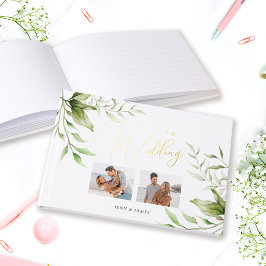 Moderne kalligrafie bloem- Eucalyptus Huwelijksfot Gastenboek