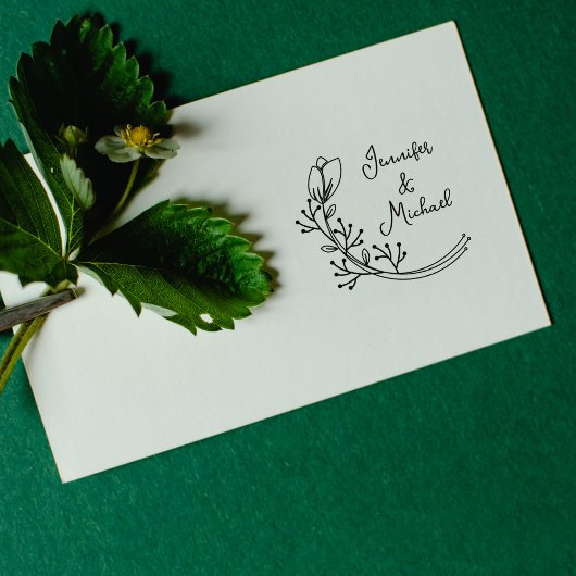 Moderne kalligrafie Bloemenbruiloft Rubberstempel