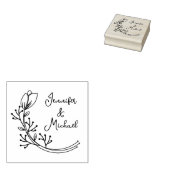 Moderne kalligrafie Bloemenbruiloft Rubberstempel (Gestempeld)