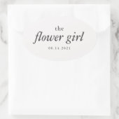 Moderne kalligrafie Bloemenmeisje bruiloft Ovale Sticker (Tas)