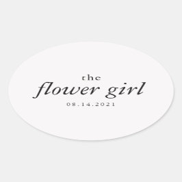 Moderne kalligrafie Bloemenmeisje bruiloft Ovale Sticker