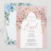 Moderne kalligrafie blozen pioenen boho boogwijze kaart (Voorkant / Achterkant)