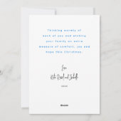 Moderne kalligrafie Blue Mittens Photo Flat Feestdagenkaart (Achterkant)