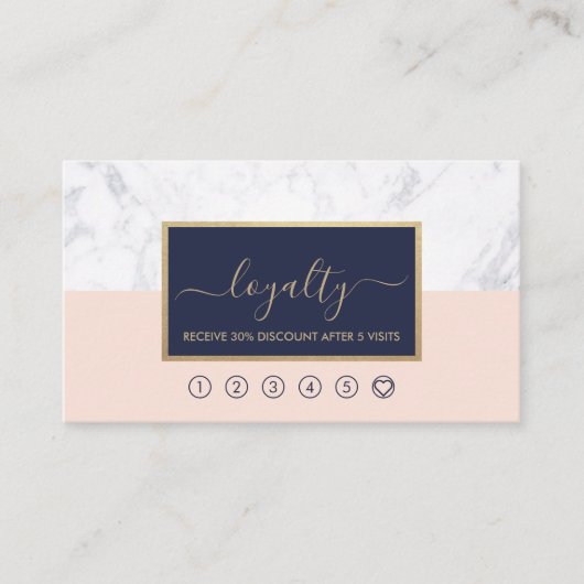 Moderne kalligrafie Blush & Midnight Blue Loyalty Visitekaartje (Voorkant)