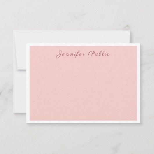 Moderne kalligrafie Blush Pink Elegant Sjabloon (Voorkant)