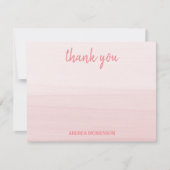 Moderne kalligrafie Blush Pink Waterverf Ombre Bedankkaart (Voorkant)