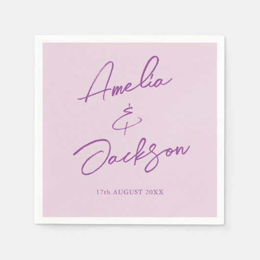 Moderne kalligrafie Blush Pink Wedding Napkins Servet (Voorkant)