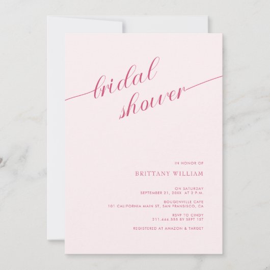 Moderne kalligrafie Blush Roze Vrijgezellenfeest Kaart (Voorkant)