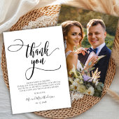 Moderne kalligrafie Boheemse Script Foto Bruiloft Bedankkaart