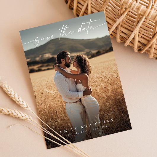 Moderne kalligrafie Boho QR Code Foto Save The Date