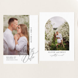 Moderne kalligrafie boog foto opslaan van de datum kaart