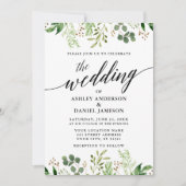 Moderne kalligrafie Botanische groene bruiloft Kaart (Voorkant)