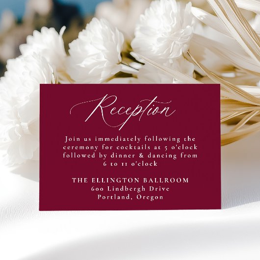 Moderne kalligrafie Bourgondische bruiloft recepti Informatiekaartje