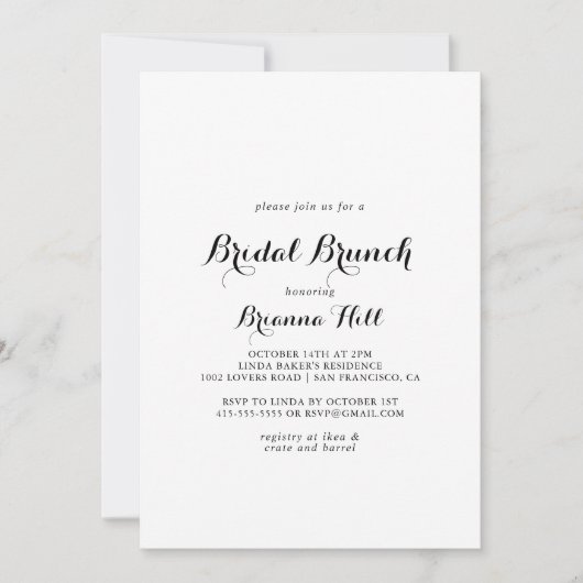 Moderne kalligrafie Bridal Brunch Vrijgezellenfees Kaart (Voorkant)