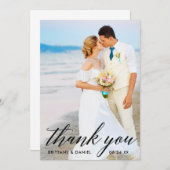 Moderne kalligrafie Bride Groom Photo Weddenschap  Bedankkaart (Voorkant / Achterkant)